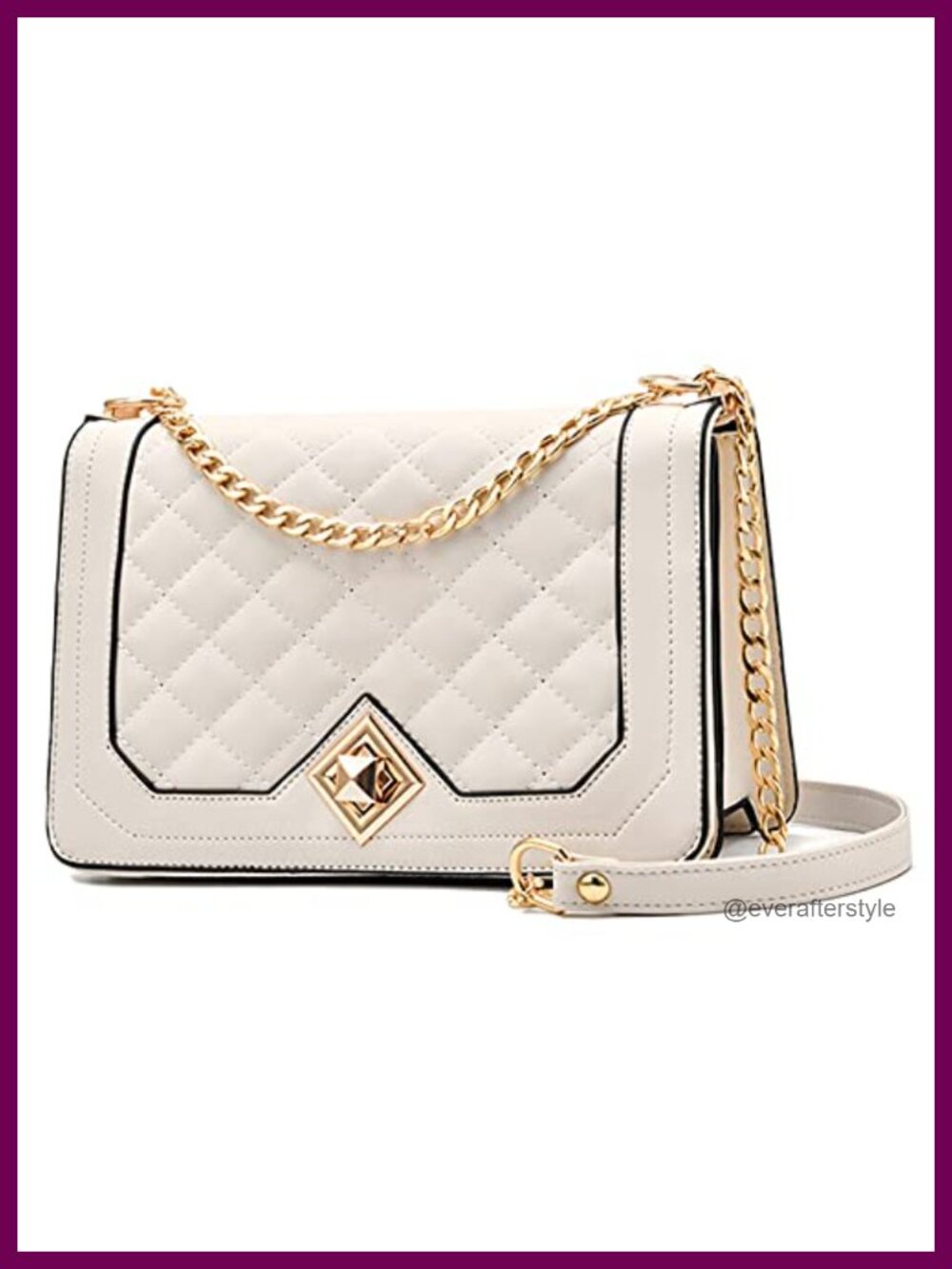 Small Quilted PU Leather Crossbody Bag Chain Strap Evening Purse